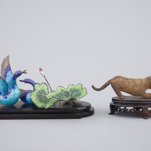 Two Chinese enameled silver groups, ca. 1940, a cat and two geese — foto 3
