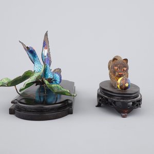 Two Chinese enameled silver groups, ca. 1940, a cat and two geese — foto 4