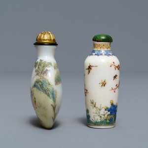 Two Chinese enamelled glass snuff bottles, Guyue Xuan marks, probably Palace workshops, Beijing, Qianlong — 照片 2