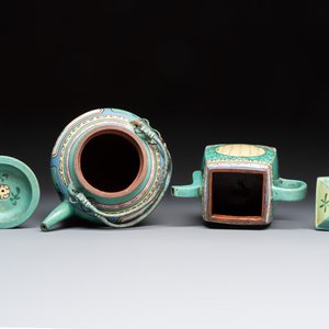 Two Chinese enamelled Yixing stoneware teapots, 19th C. — photo 6