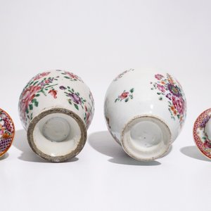 Two Chinese export famille rose tea caddies and covers, Qianlong — 照片 6