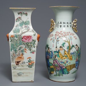 Two Chinese famille rose and qianjiang cai vases, 19/20th C. — photo 1