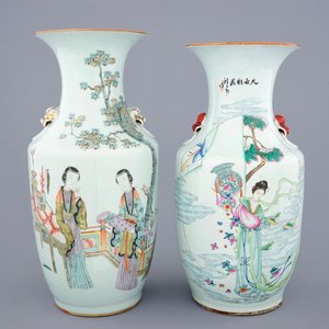 Two Chinese famille rose and qianjiang cai vases, 19/20th C. — 照片 1