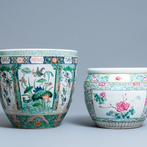 Two Chinese famille rose and verte jardinières, 19th C. — 照片 1