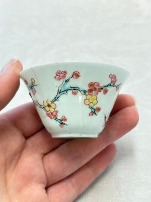Two Chinese famille rose 'birds on flowering branches' cups and saucers, Yongzheng — 照片 13