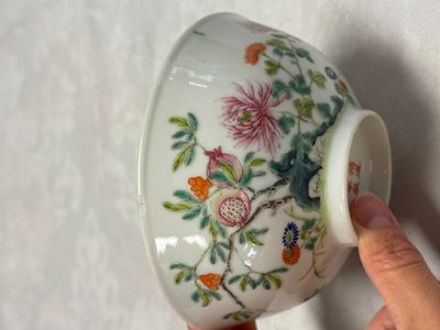 Two Chinese famille rose bowls, a water pot and a saucer — photo 16