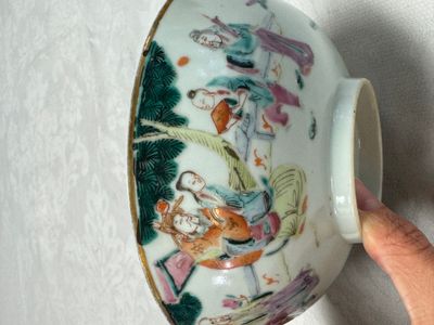 Two Chinese famille rose bowls, a water pot and a saucer — photo 28