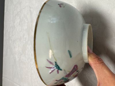 Two Chinese famille rose bowls, a water pot and a saucer — photo 32