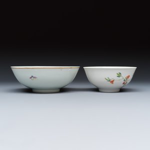 Two Chinese famille rose bowls, a water pot and a saucer — photo 12