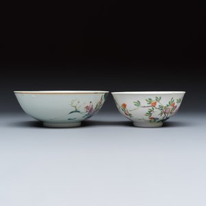 Two Chinese famille rose bowls, a water pot and a saucer — photo 13