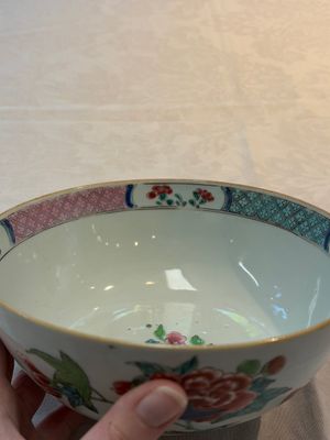 Two Chinese famille rose bowls with flowers and geese, Qianlong — photo 8