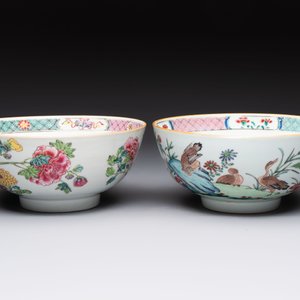 Two Chinese famille rose bowls with flowers and geese, Qianlong — photo 2