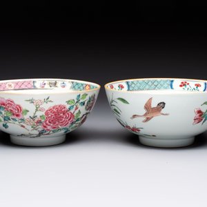 Two Chinese famille rose bowls with flowers and geese, Qianlong — photo 3
