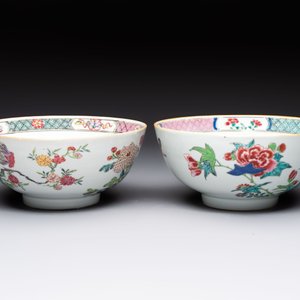 Two Chinese famille rose bowls with flowers and geese, Qianlong — photo 4