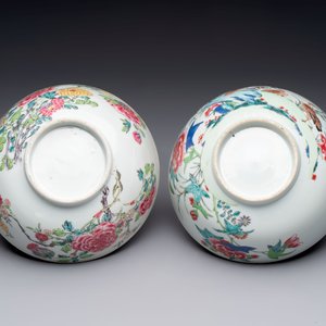 Two Chinese famille rose bowls with flowers and geese, Qianlong — photo 6