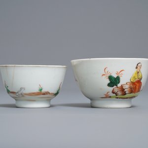 Two Chinese famille rose 'cherrypickers' cups and saucers, Qianlong — photo 6
