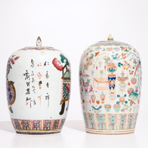 Two Chinese famille rose covered bowls and two ginger jars, 19th C. — photo 3