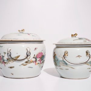 Two Chinese famille rose covered bowls and two ginger jars, 19th C. — photo 9