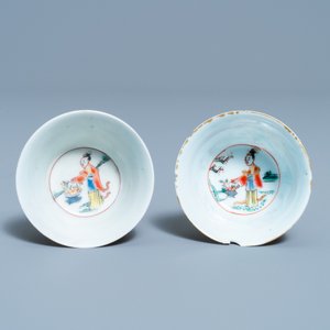 Two Chinese famille rose cups and seven saucers, Yongzheng — photo 8