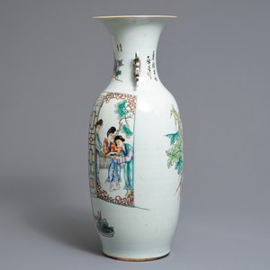 Two Chinese famille rose double design vases, 19/20th C. — 照片 5