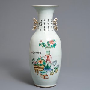 Two Chinese famille rose double design vases, 19/20th C. — 照片 10