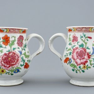 Two Chinese famille rose export porcelain beer mugs, Qianlong — 照片 1