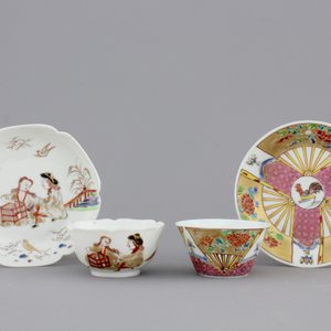 Two Chinese famille rose export porcelain cups and saucers, Yongzheng-Qianlong, 18th C. — photo 2