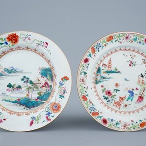 Two Chinese famille rose export porcelain plates, Qianlong, 18th C. — photo 1