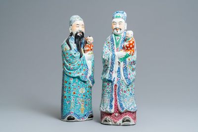 Two Chinese famille rose figures of immortals, 19/20th C.