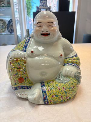 Two Chinese famille rose Milefo Buddhas, Zhu Mao Ji 朱茂記造 mark, 20th C. — photo 11