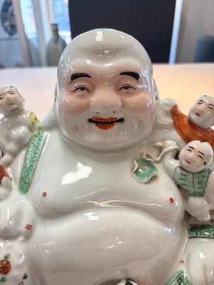 Two Chinese famille rose Milefo Buddhas, Zhu Mao Ji 朱茂記造 mark, 20th C. — photo 5
