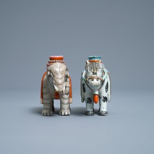 Two Chinese famille rose models of a horse and an elephant, Qianlong — 照片 3