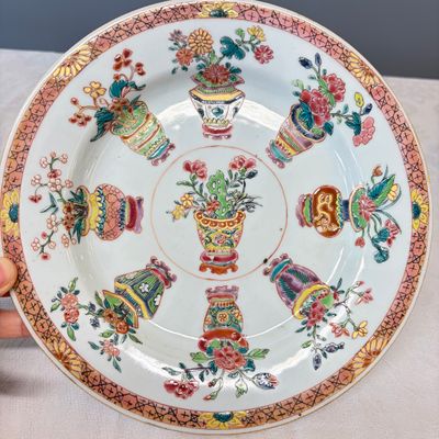 Two Chinese famille rose plates and a pair of Dutch-decorated plates — photo 2
