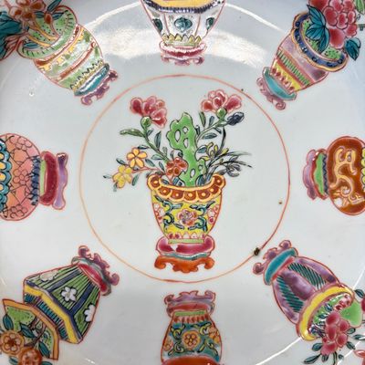 Two Chinese famille rose plates and a pair of Dutch-decorated plates — photo 5