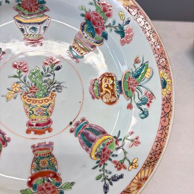 Two Chinese famille rose plates and a pair of Dutch-decorated plates — photo 7