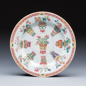 Two Chinese famille rose plates and a pair of Dutch-decorated plates — photo 8