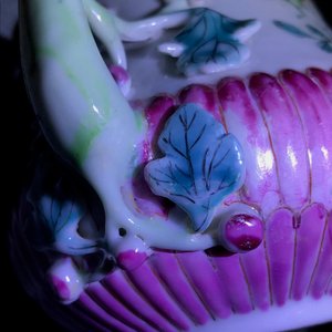 Two Chinese famille rose relief-moulded 'lotus' teapots and covers, Yongzheng — photo 23