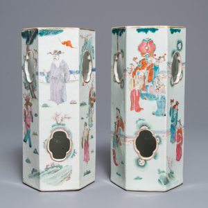 Two Chinese famille rose reticulated hat stands, 19th C. — photo 3