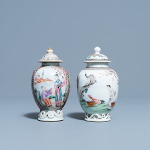 Two Chinese famille rose tea caddies and covers, Yongzheng/Qianlong — 照片 3