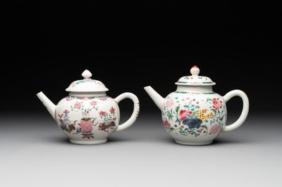 Two Chinese famille rose teapots and covers, Qianlong