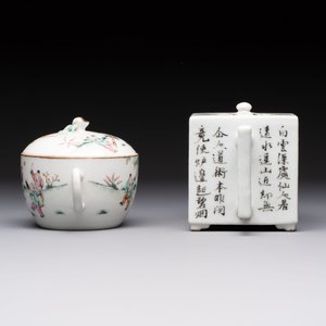 Two Chinese famille rose teapots and covers, signed Yun Xuan Shi 雲軒氏, Guanyao and Tongzhi mark, dated 1888, 19th C. — photo 3