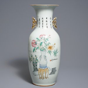 Two Chinese famille rose two-sided design vases, 19/20th C. — 照片 13
