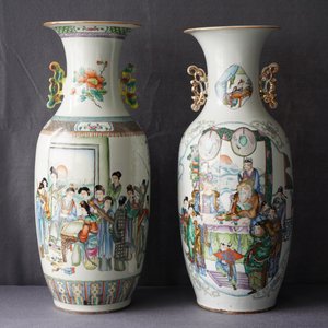 Two Chinese famille rose two-sided design vases, 19/20th C. — 照片 7