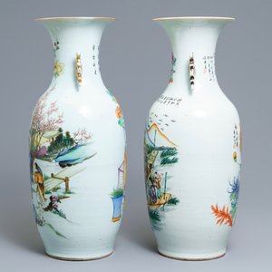 Two Chinese famille rose two-sided design vases, 19/20th C. — photo 4