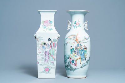 Two Chinese famille rose vases, 19/20th C.
