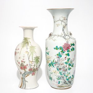Two Chinese famille rose vases, 19/20th C — 照片 1