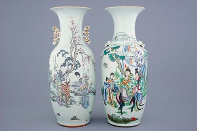 Two Chinese famille rose vases, 19/20th C.