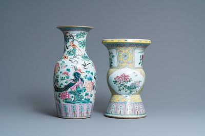 Two Chinese famille rose vases, 19th C.