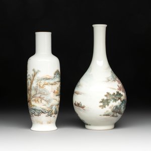 Two Chinese famille rose vases and a covered teapot, Yongzheng and Qianlong mark, signed Yu Wenhuan 余文環, 20th C. — photo 11