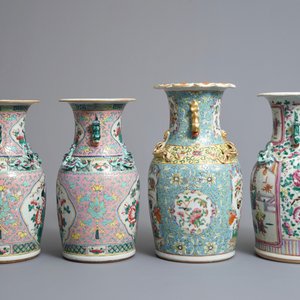 Two Chinese famille rose vases and a pair of Straits or Peranakan vases, 19th C. — photo 2